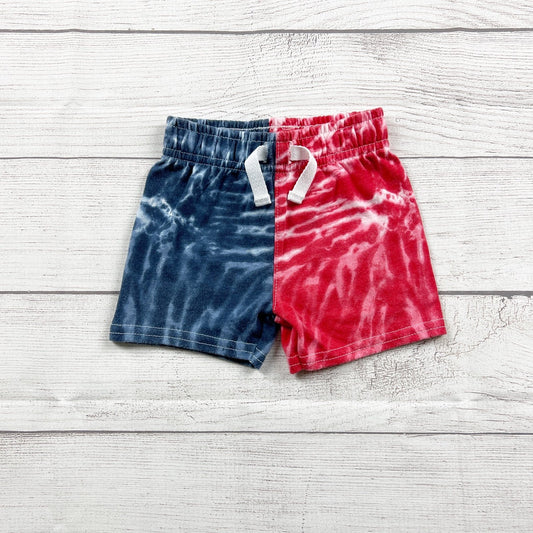 Celebrate Patriotic Tie Dye Shorts Blue Red Cotton Blend 6-9 Months