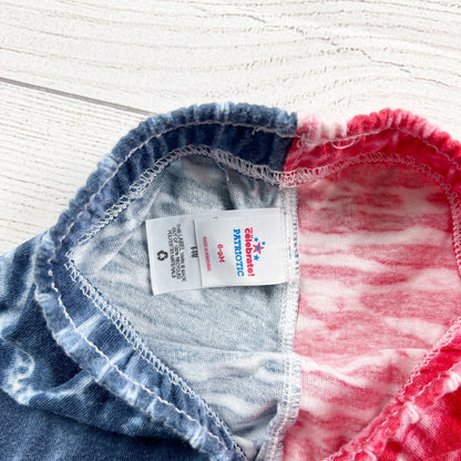 Celebrate Patriotic Tie Dye Shorts Blue Red Cotton Blend 6-9 Months