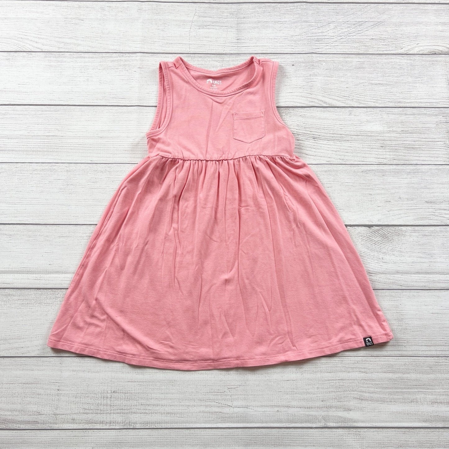 Rags Kids Girls Dress Pink Sleeveless Pocket Twirl Dress 5-6