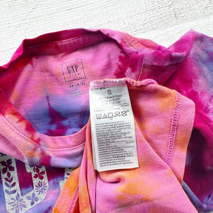GAP Kids Tie Dye Logo T-Shirt Girls Short Sleeve XS 4-5