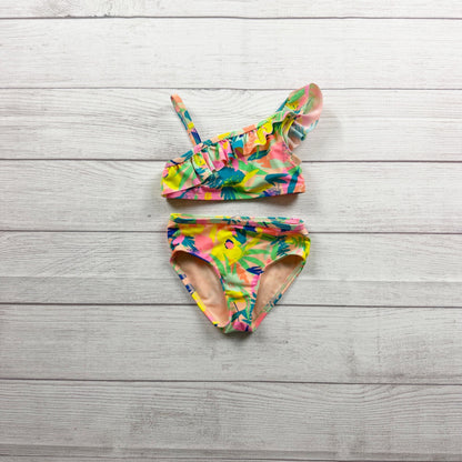 Cat & Jack Girls Tropical Print Two Piece Ruffle Bikini Swimsuit 2T