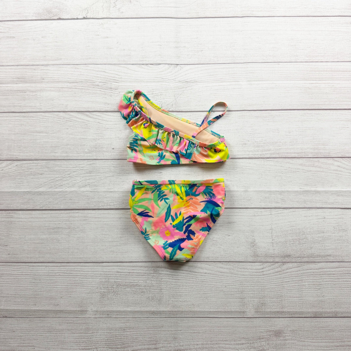 Cat & Jack Girls Tropical Print Two Piece Ruffle Bikini Swimsuit 2T