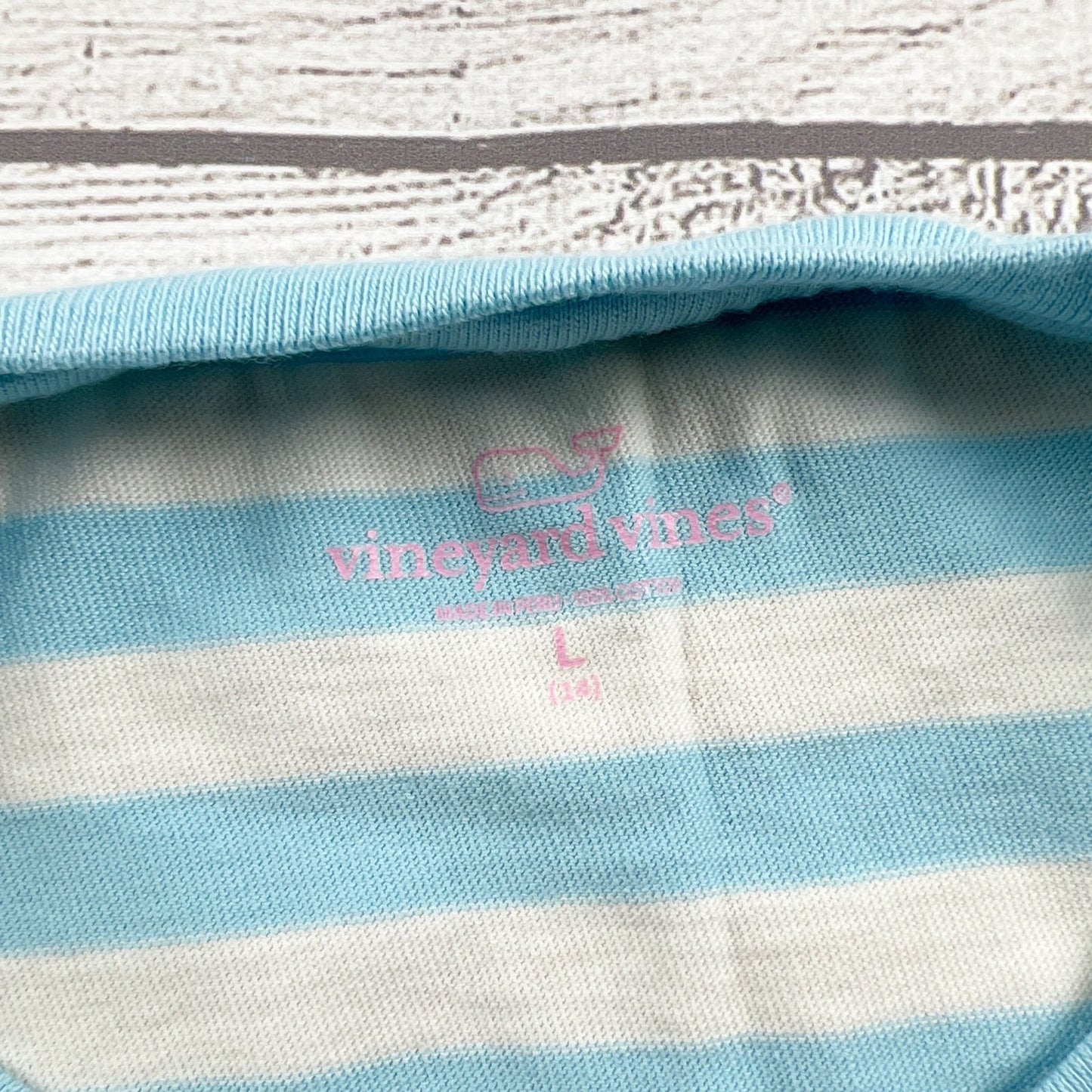 Vineyard Vines Girls Long Sleeve Stripe TeeWhale Graphic Large 14