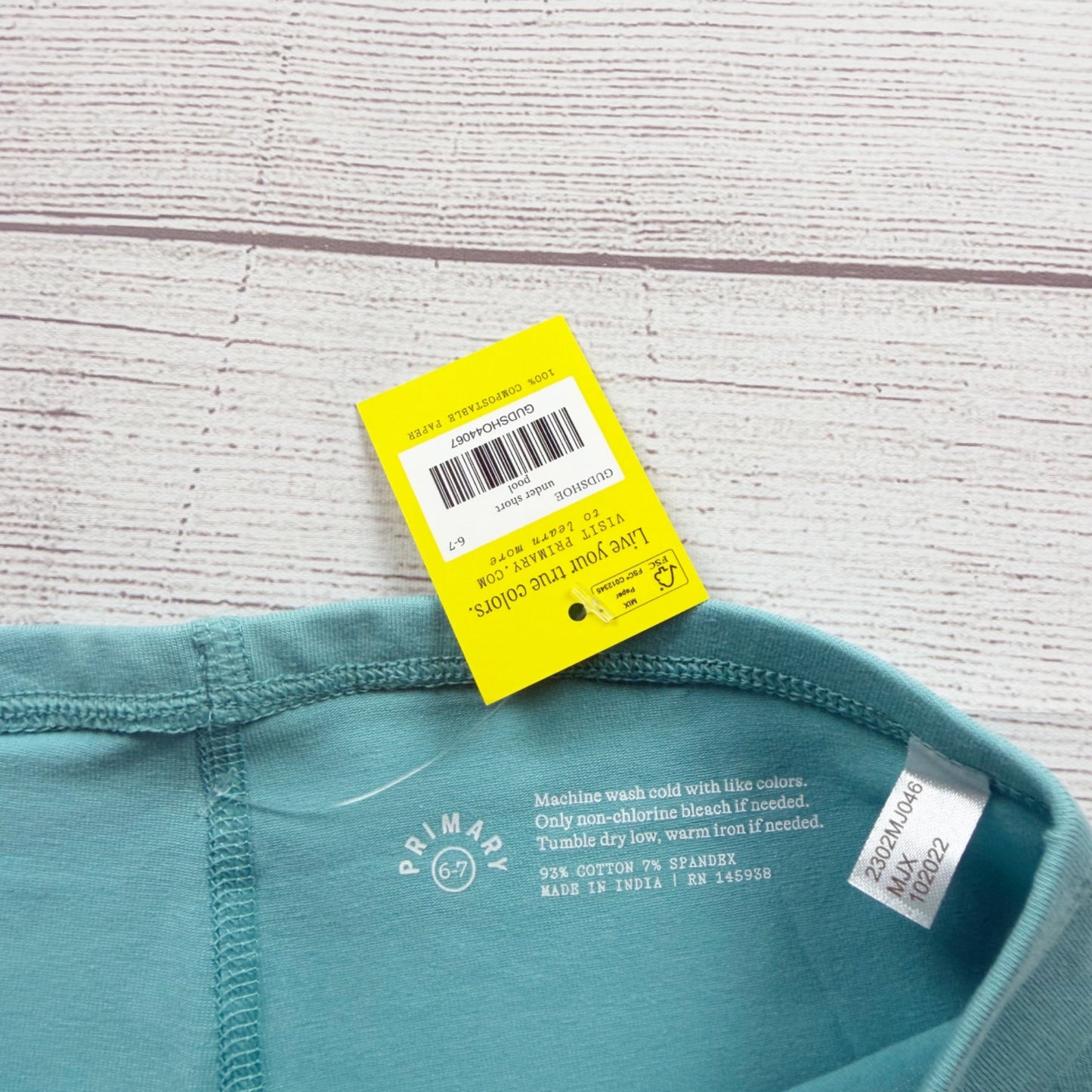 Primary Turquoise Girls Bike Shorts Lightweight Cotton Blend Activewear NWT 6-7