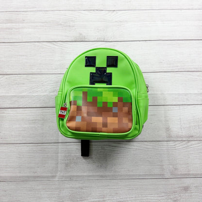 Minecraft Creeper Mini Backpack Kids Green Pixel Block Design Small Zipper Bag