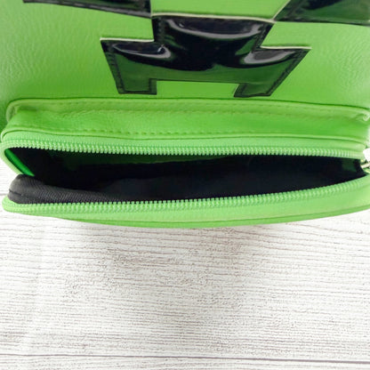 Minecraft Creeper Mini Backpack Kids Green Pixel Block Design Small Zipper Bag