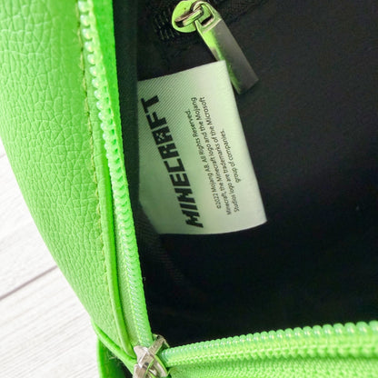 Minecraft Creeper Mini Backpack Kids Green Pixel Block Design Small Zipper Bag
