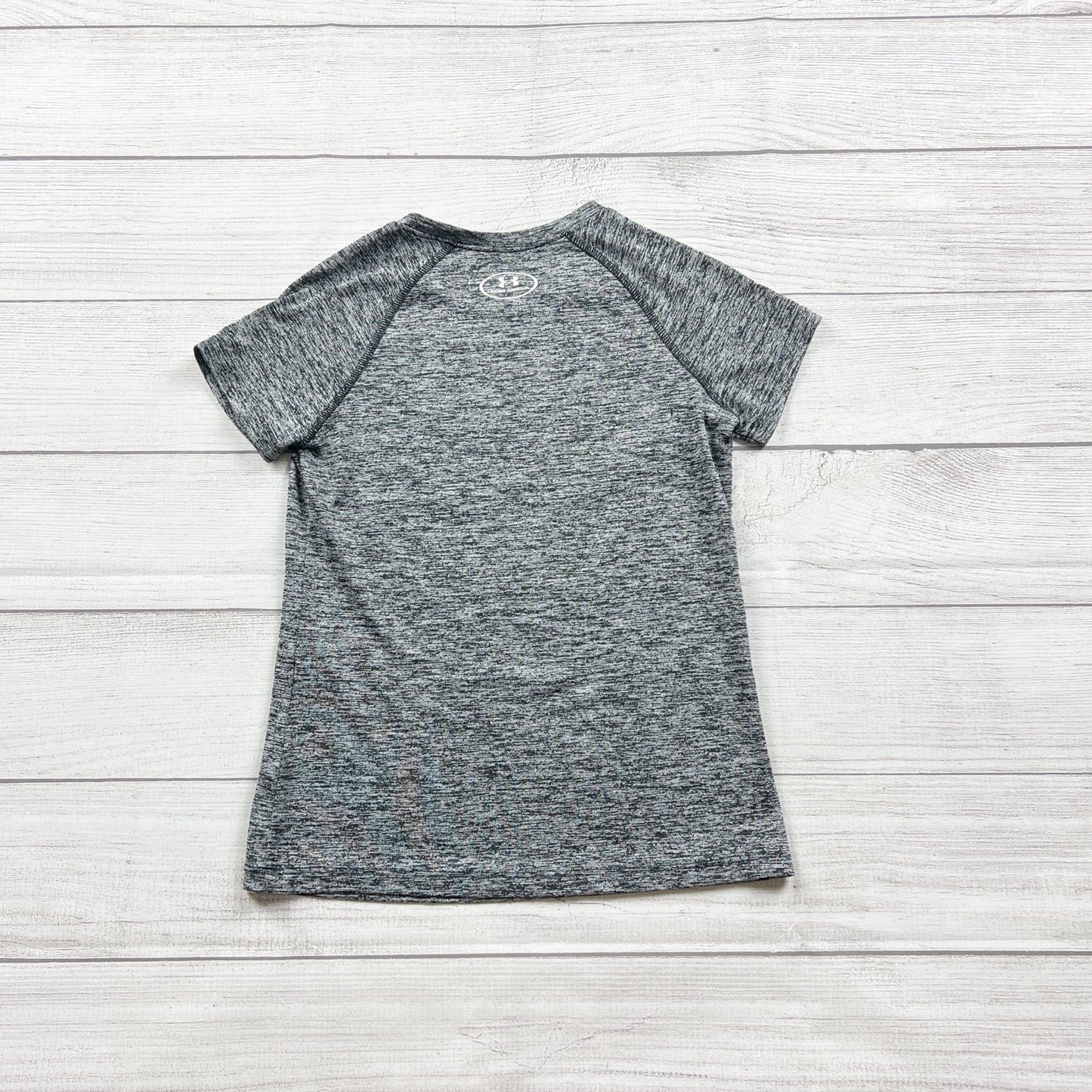 Under Armour Girls Gray Short Sleeve HeatGear Loose Fit Graphic Tee YS Small