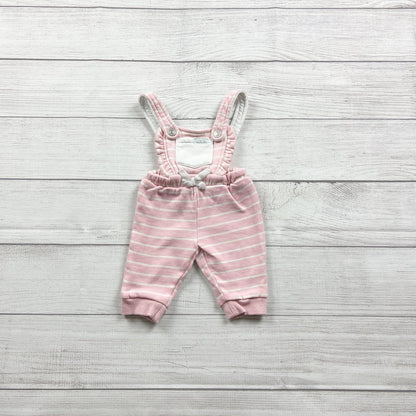 7 For All Mankind 7Fam Pink Striped Baby Overalls Romper 0-3 Months