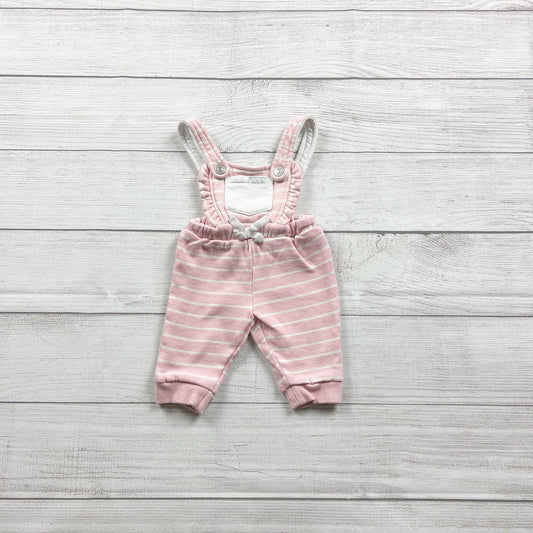 7 For All Mankind 7Fam Pink Striped Baby Overalls Romper 0-3 Months