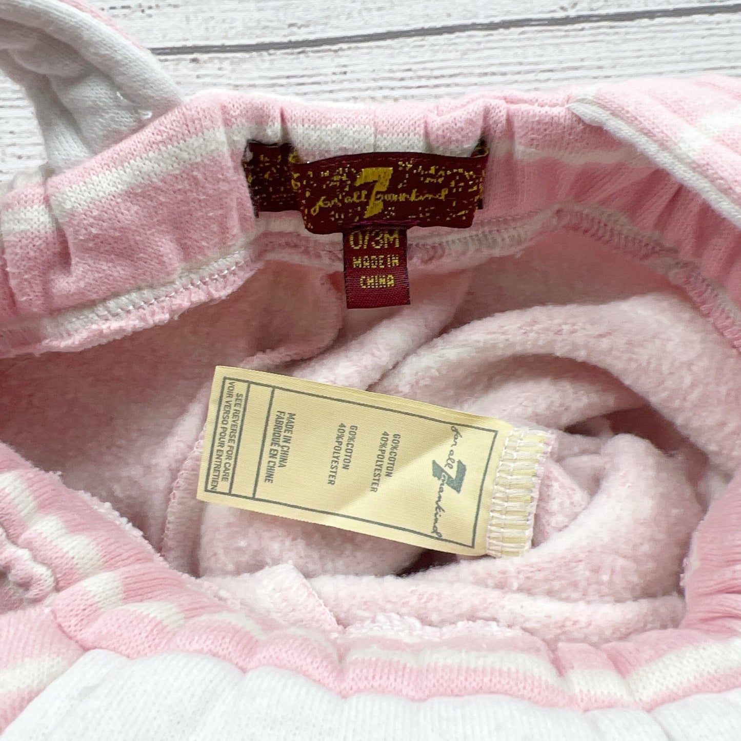 7 For All Mankind 7Fam Pink Striped Baby Overalls Romper 0-3 Months