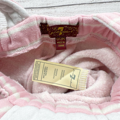 7 For All Mankind 7Fam Pink Striped Baby Overalls Romper 0-3 Months