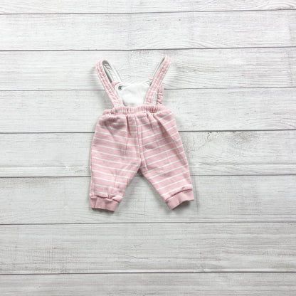 7 For All Mankind 7Fam Pink Striped Baby Overalls Romper 0-3 Months