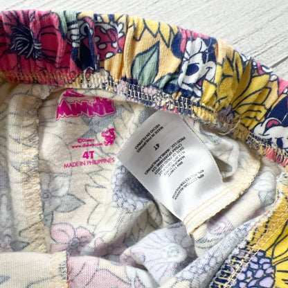 Disney Minnie Mouse Girls Shorts Floral Sunflower Print Yellow Pull On 4T