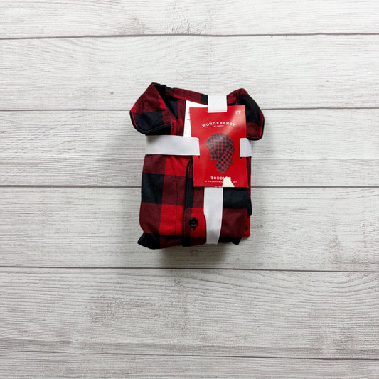 Wondershop Toddler Two Piece Pajama Set Red Black Buffalo Plaid NWT 2T