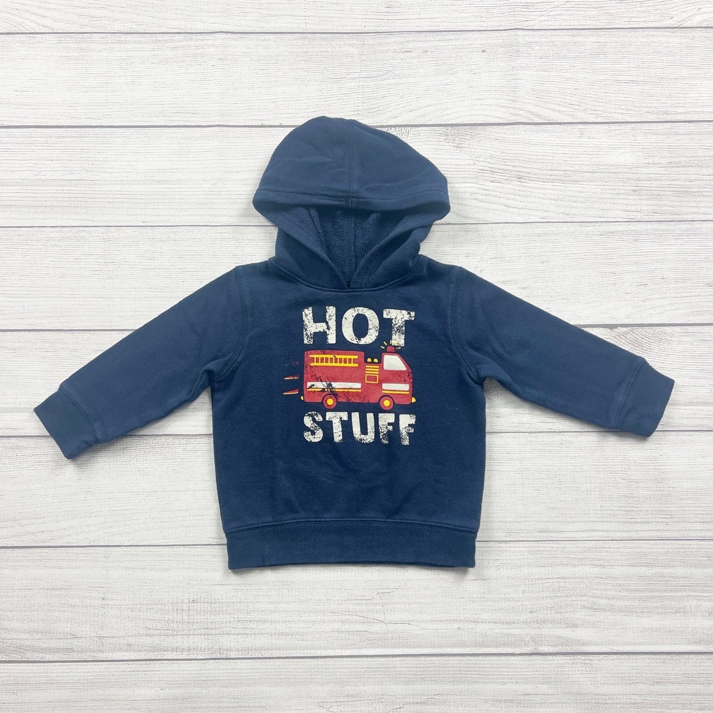 Jumping Beans Hoodie Pullover Sweatshirt Firetruck “Hot Stuff” 12-18 Months