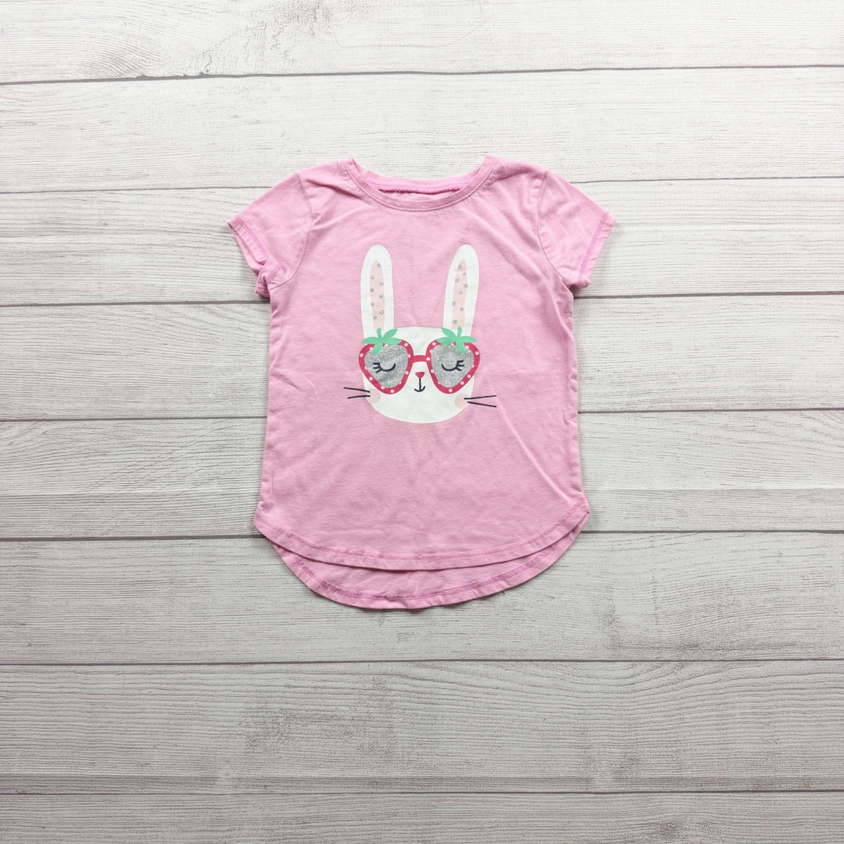 Jumping Beans Softest Tee Pink Bunny Strawberry Sunglasses Graphic Girls 4