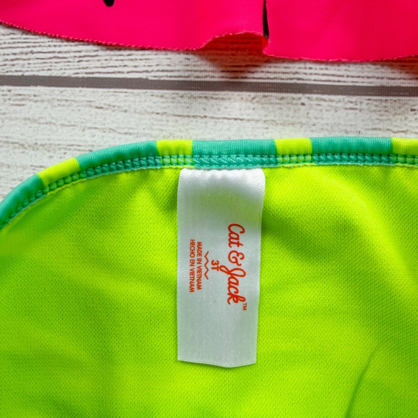 Cat & Jack Girls Pink Watermelon Tankini Set 2 Piece Swimsuit Green Stripe 3T