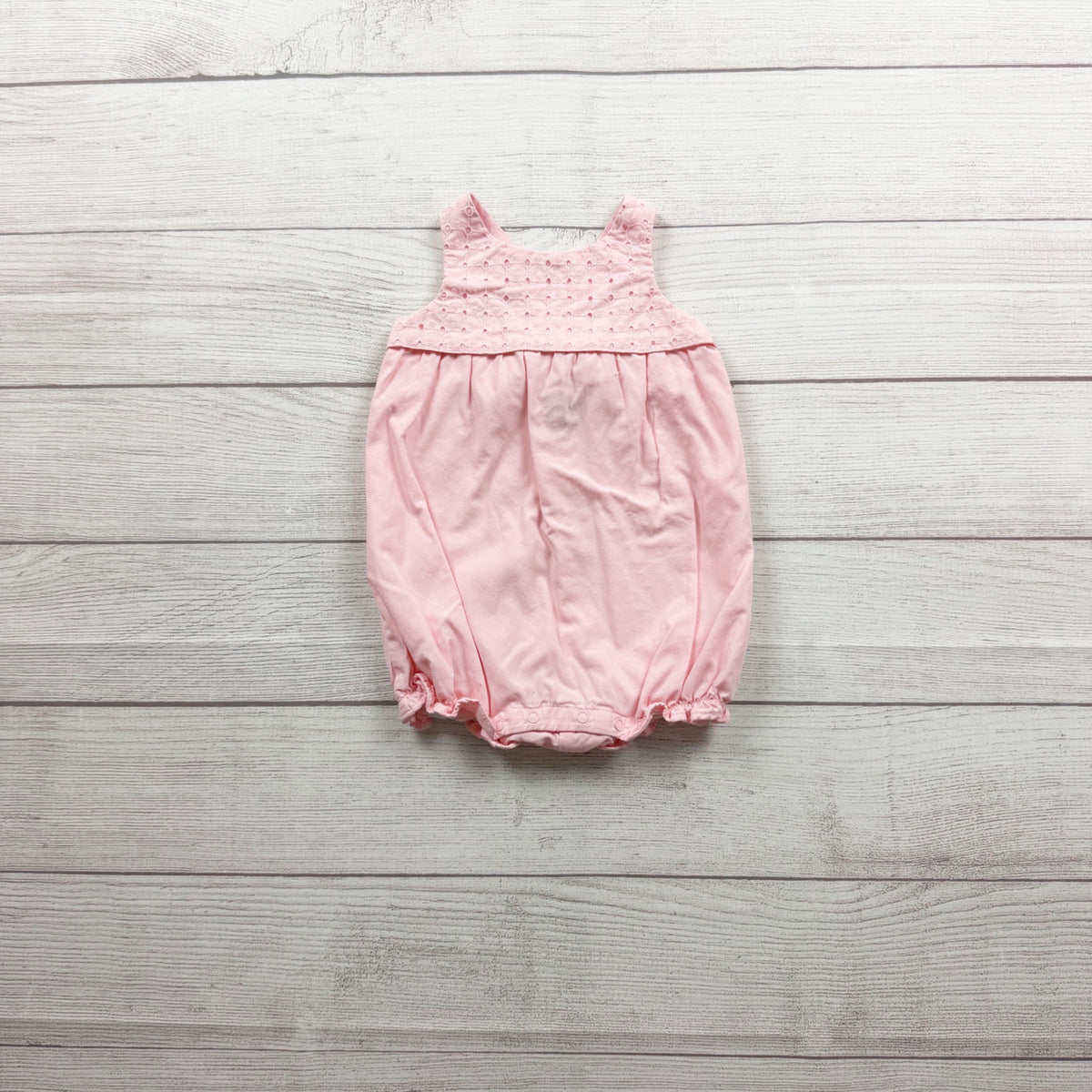 Janie And Jack Pink Sleeveless Embroidered Bubble Romper Back Bow 6-12 Months