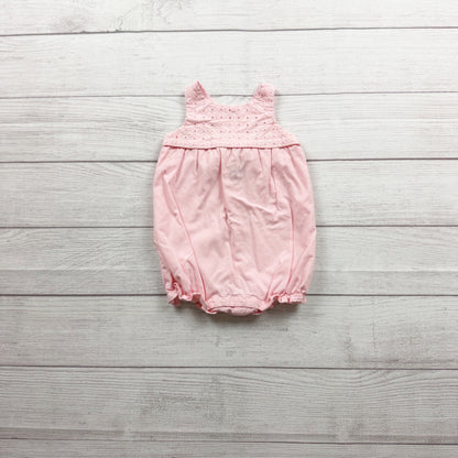 Janie And Jack Pink Sleeveless Embroidered Bubble Romper Back Bow 6-12 Months