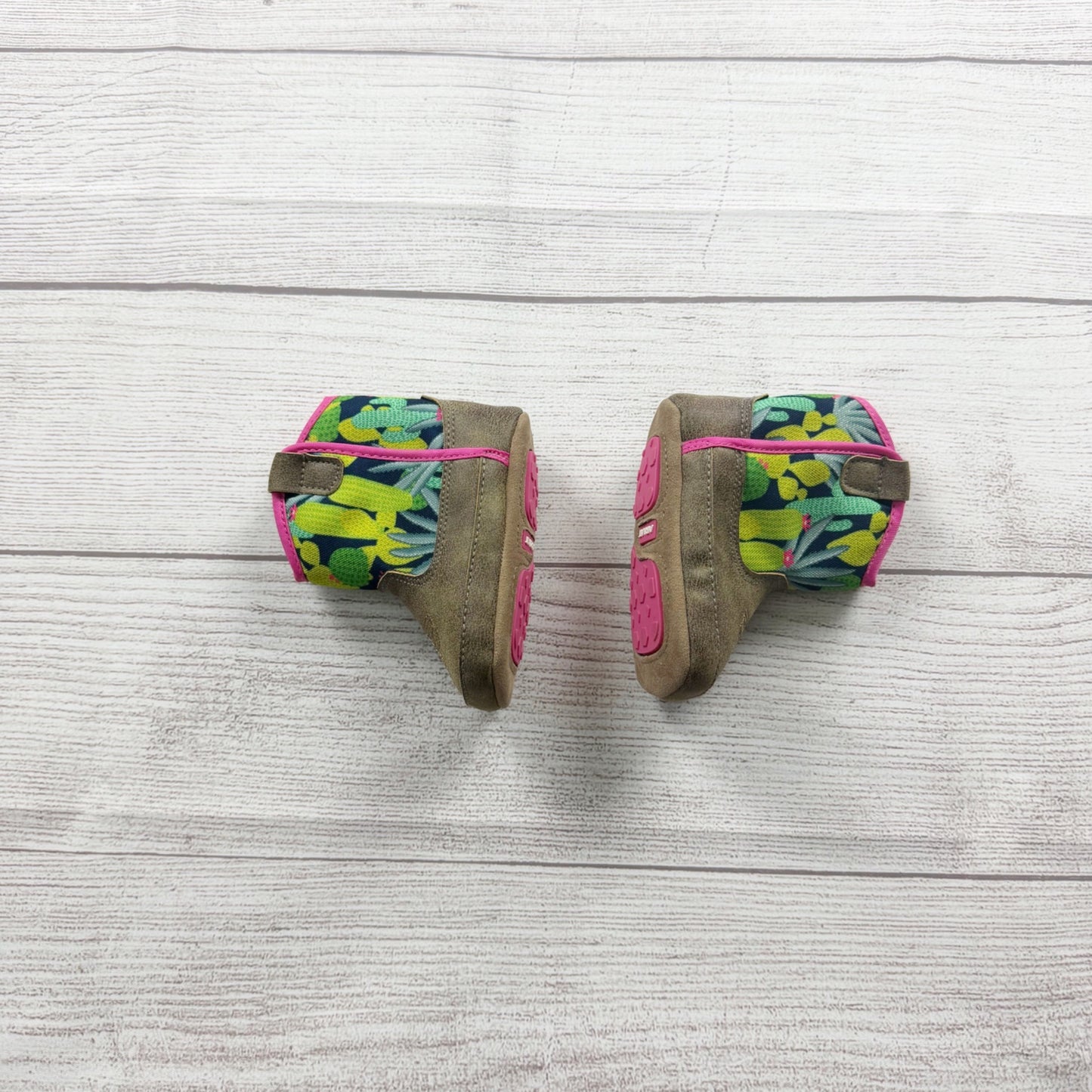 Ariat Baby Toddler Boots Brown Suede Floral Cactus Print Pink Trim 6-12 Months