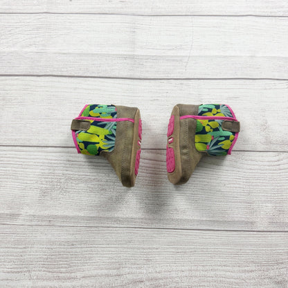 Ariat Baby Toddler Boots Brown Suede Floral Cactus Print Pink Trim 6-12 Months