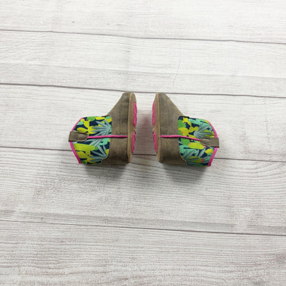 Ariat Baby Toddler Boots Brown Suede Floral Cactus Print Pink Trim 6-12 Months