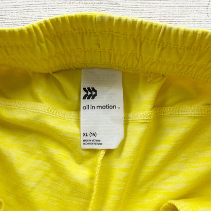 All in Motion Girls Athletic Shorts Yellow Running Workout Shorts XL 14
