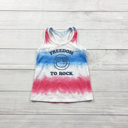 Wonder Nation Girls Tank Top Red White Blue Tie Dye Freedom To Rock XS 4-5