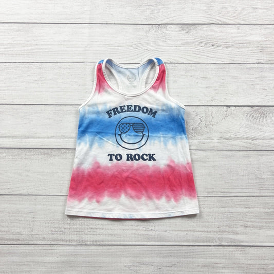 Wonder Nation Girls Tank Top Red White Blue Tie Dye Freedom To Rock XS 4-5