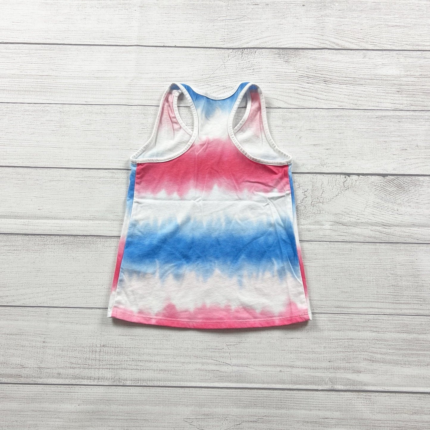 Wonder Nation Girls Tank Top Red White Blue Tie Dye Freedom To Rock XS 4-5