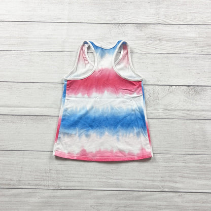 Wonder Nation Girls Tank Top Red White Blue Tie Dye Freedom To Rock XS 4-5