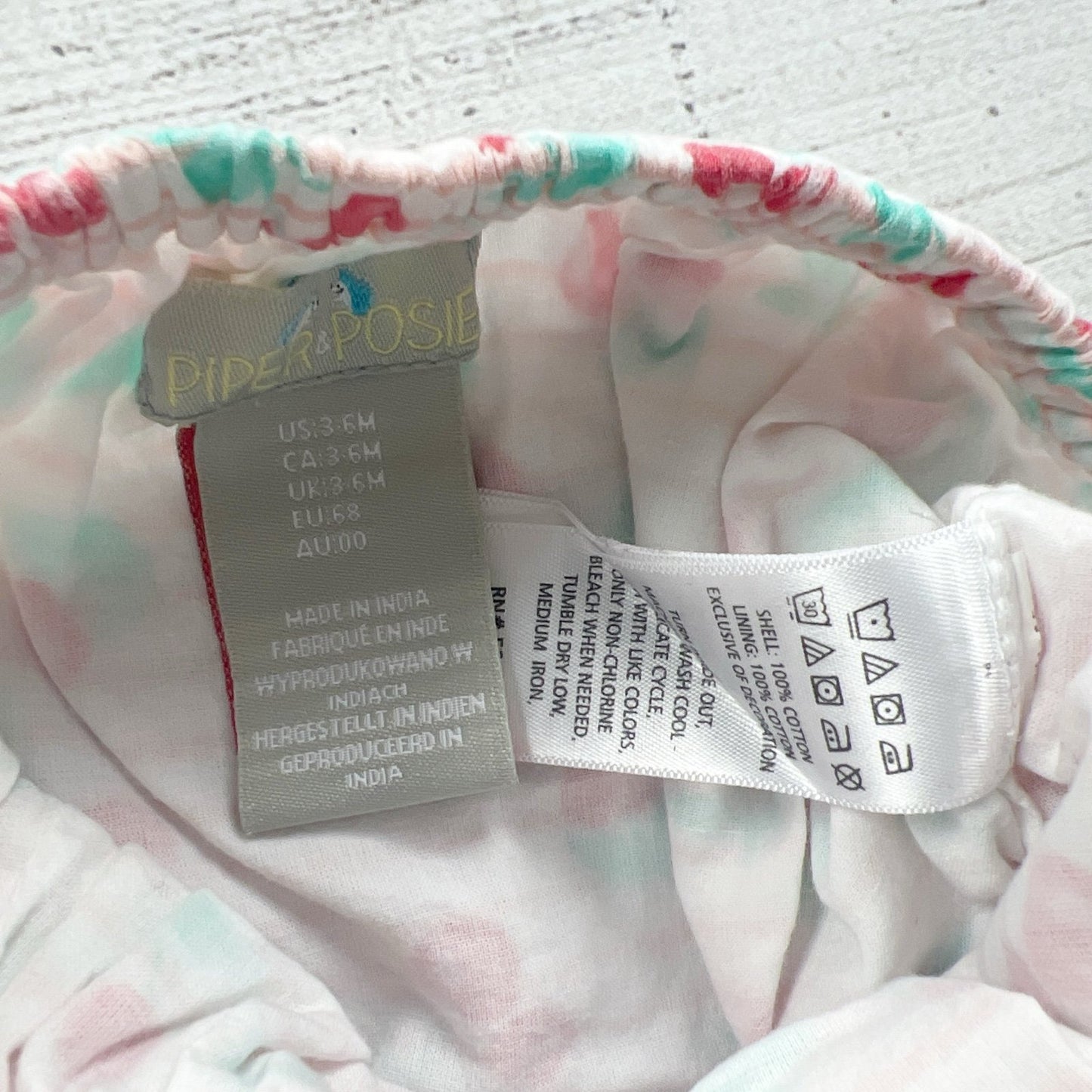 Piper & Posie Baby Girl Cherry Print Bubble Romper Halter One Piece 3-6 Months