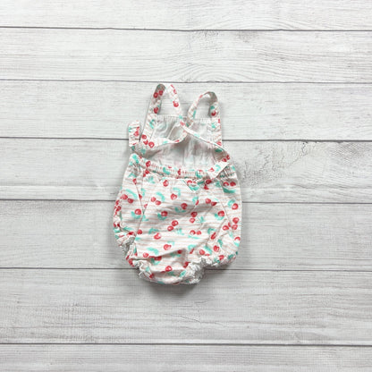 Piper & Posie Baby Girl Cherry Print Bubble Romper Halter One Piece 3-6 Months