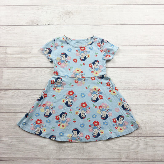 Disney Princess Snow White Girls Blue Dress Short Sleeve Printed Flowers 5T
