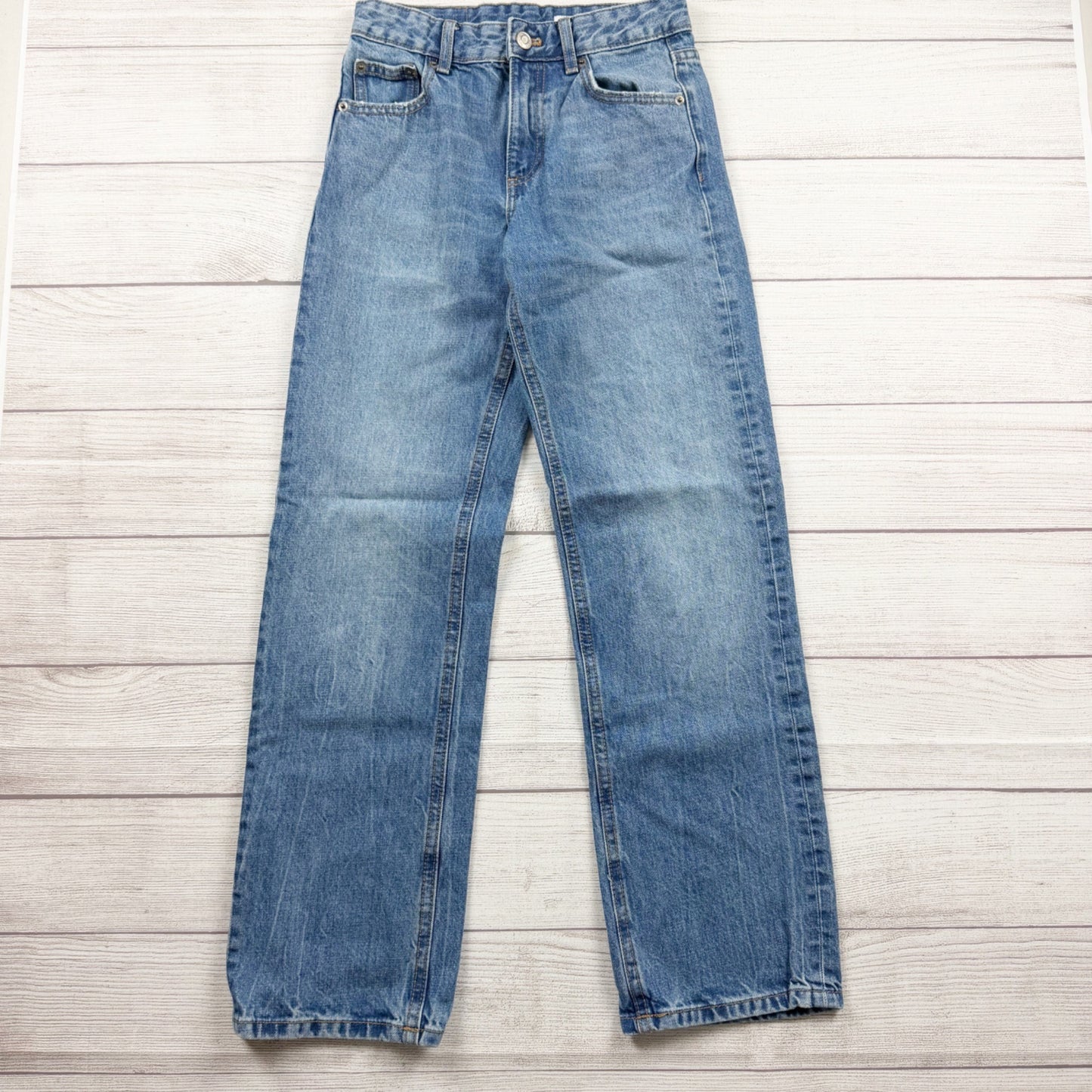 Zara Kids Blue Denim Straight Leg Adjustable Waist Jeans 10