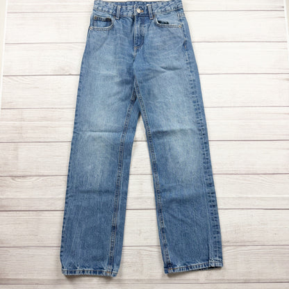 Zara Kids Blue Denim Straight Leg Adjustable Waist Jeans 10