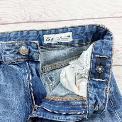 Zara Kids Blue Denim Straight Leg Adjustable Waist Jeans 10