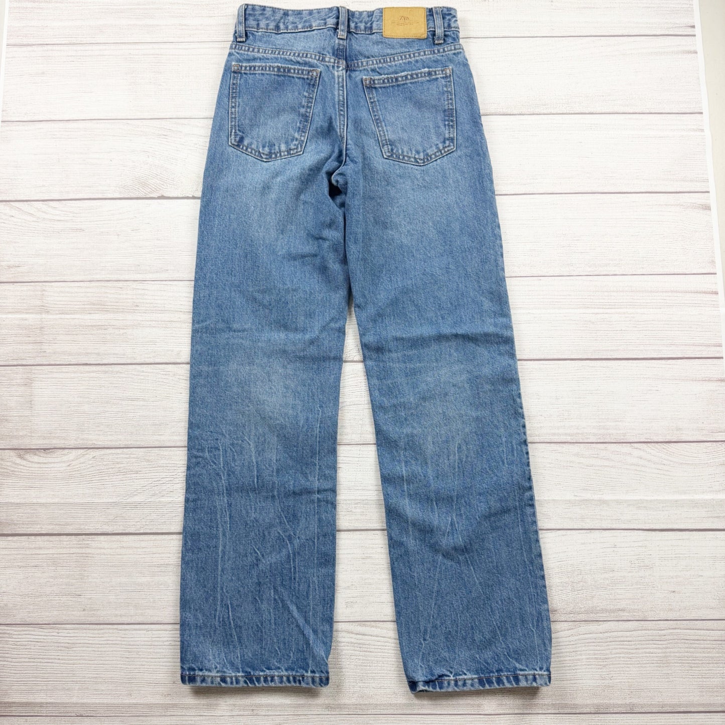 Zara Kids Blue Denim Straight Leg Adjustable Waist Jeans 10