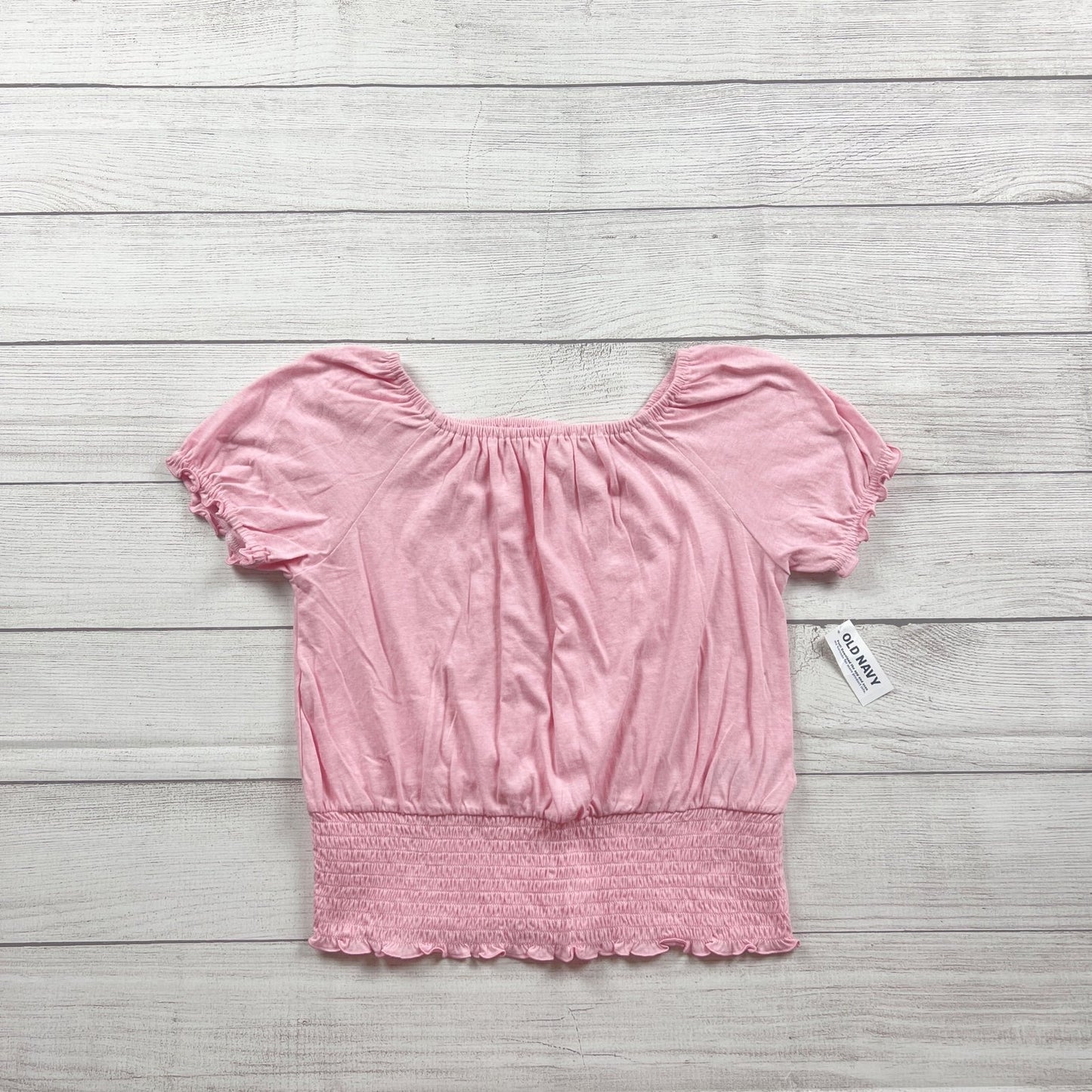 Old Navy Pink Smocked Hem Short Sleeve Top Girls Casual Shirt NWT XL 14-16
