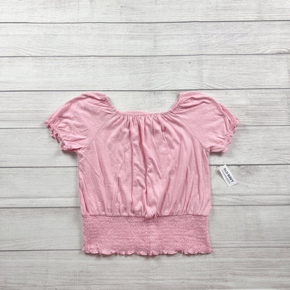 Old Navy Pink Smocked Hem Short Sleeve Top Girls Casual Shirt NWT XL 14-16