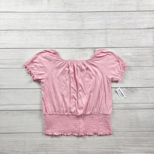 Old Navy Pink Smocked Hem Short Sleeve Top Girls Casual Shirt NWT XL 14-16