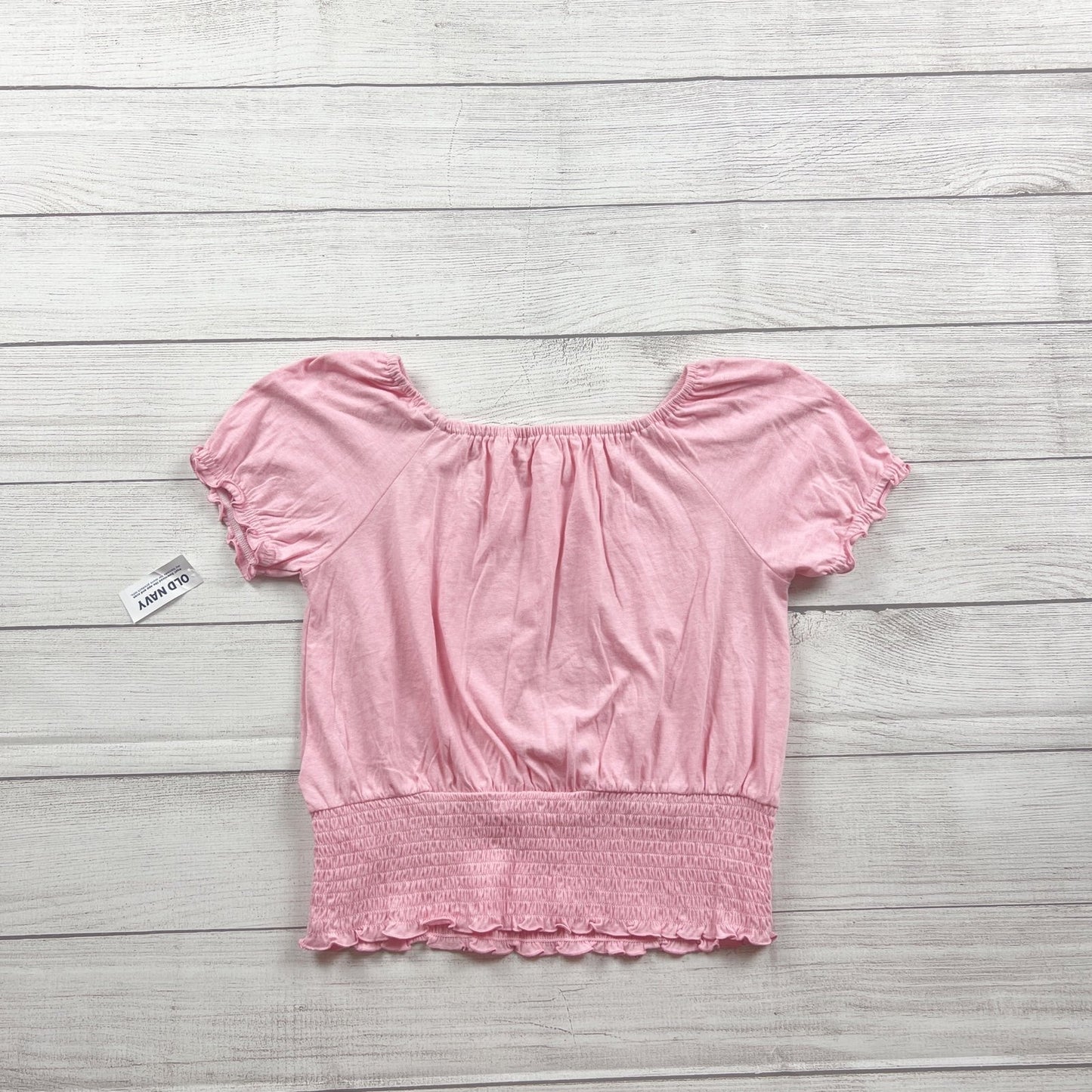 Old Navy Pink Smocked Hem Short Sleeve Top Girls Casual Shirt NWT XL 14-16