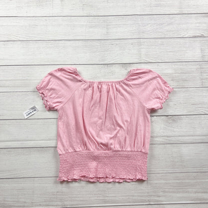 Old Navy Pink Smocked Hem Short Sleeve Top Girls Casual Shirt NWT XL 14-16