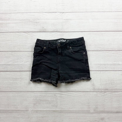 Cat & Jack Girls Black Denim Ultimate Stretch Frayed Hem Shorts S 6-7