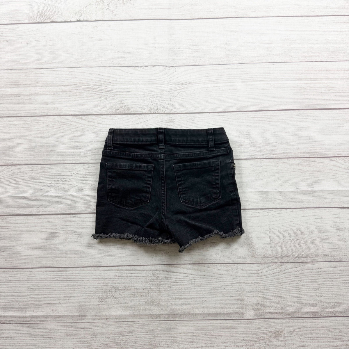 Cat & Jack Girls Black Denim Ultimate Stretch Frayed Hem Shorts S 6-7