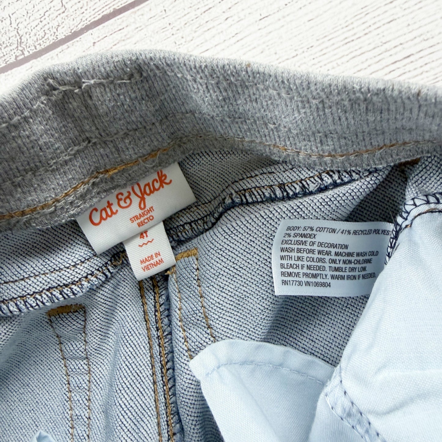 Cat & Jack Boys Pull On Jeans Blue Denim Elastic Waist 4T