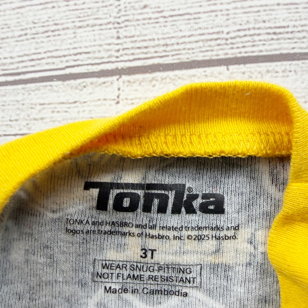 Tonka Toddler Boys Pajama Set Long Sleeve Top Yellow Cuffs Construction Print 3T