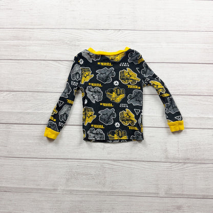 Tonka Toddler Boys Pajama Set Long Sleeve Top Yellow Cuffs Construction Print 3T