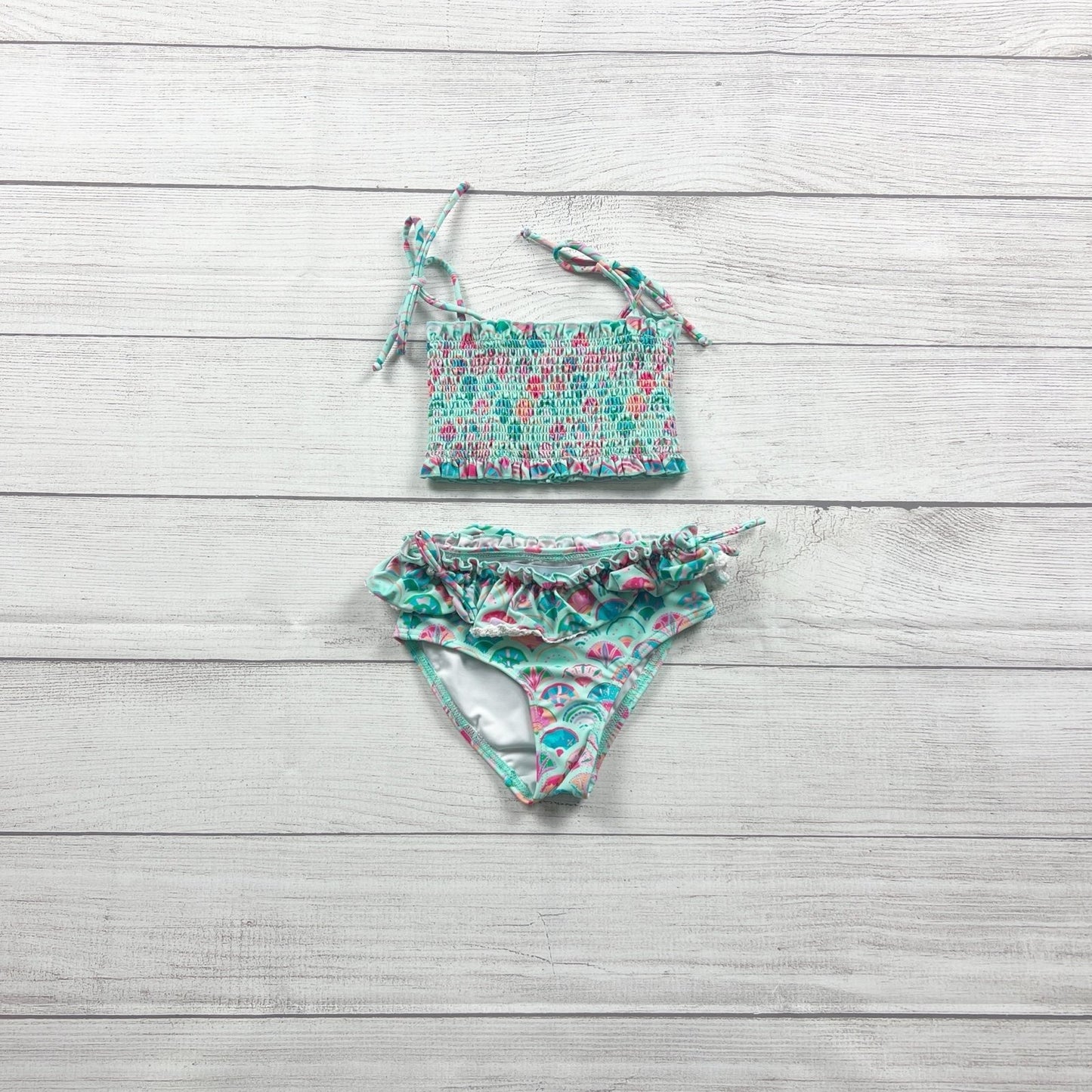 SweetHoney Girls Two Piece Swimsuit Smocked Bikini Set Ruffle Bottoms 3T